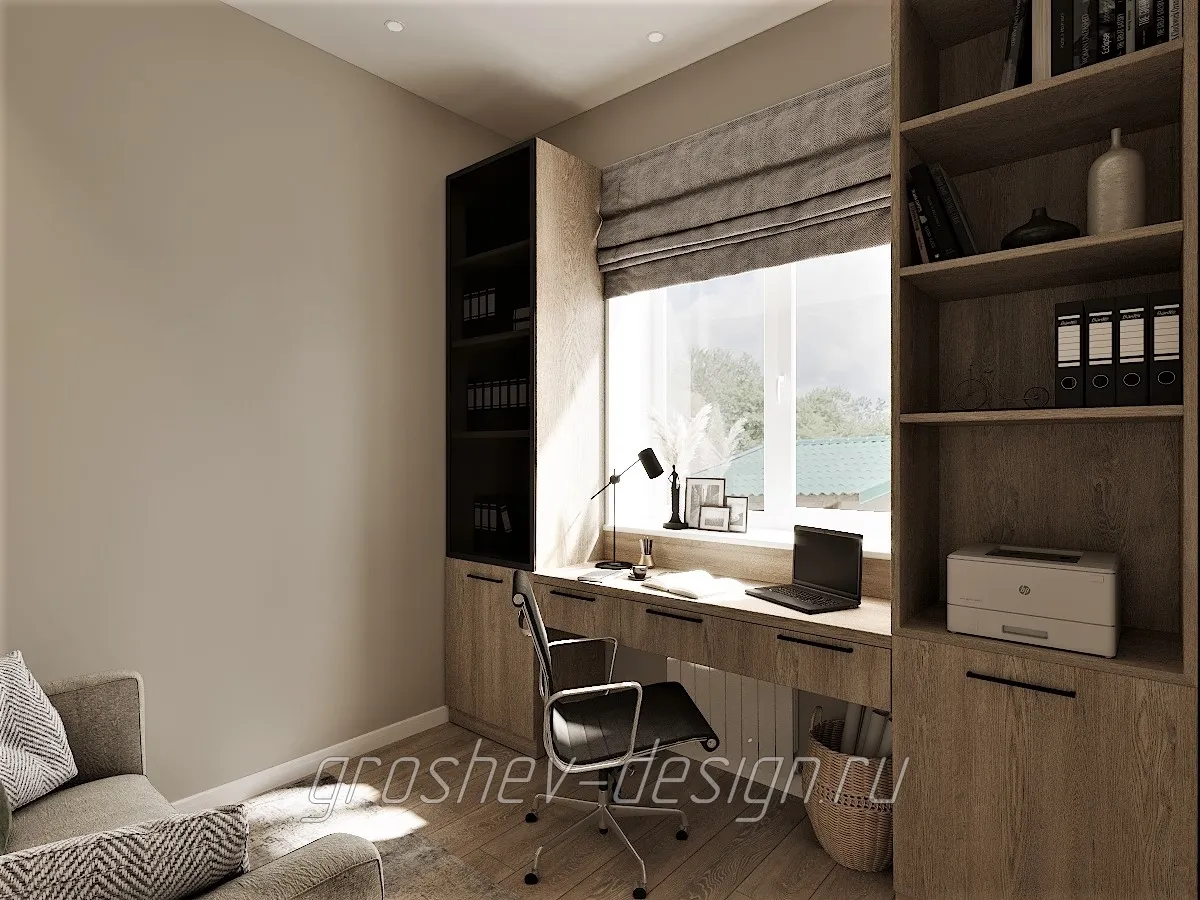 Дизайн интерьера частного дома в г. Абакан в 9 жилом районе - Кабинет - Фото 1