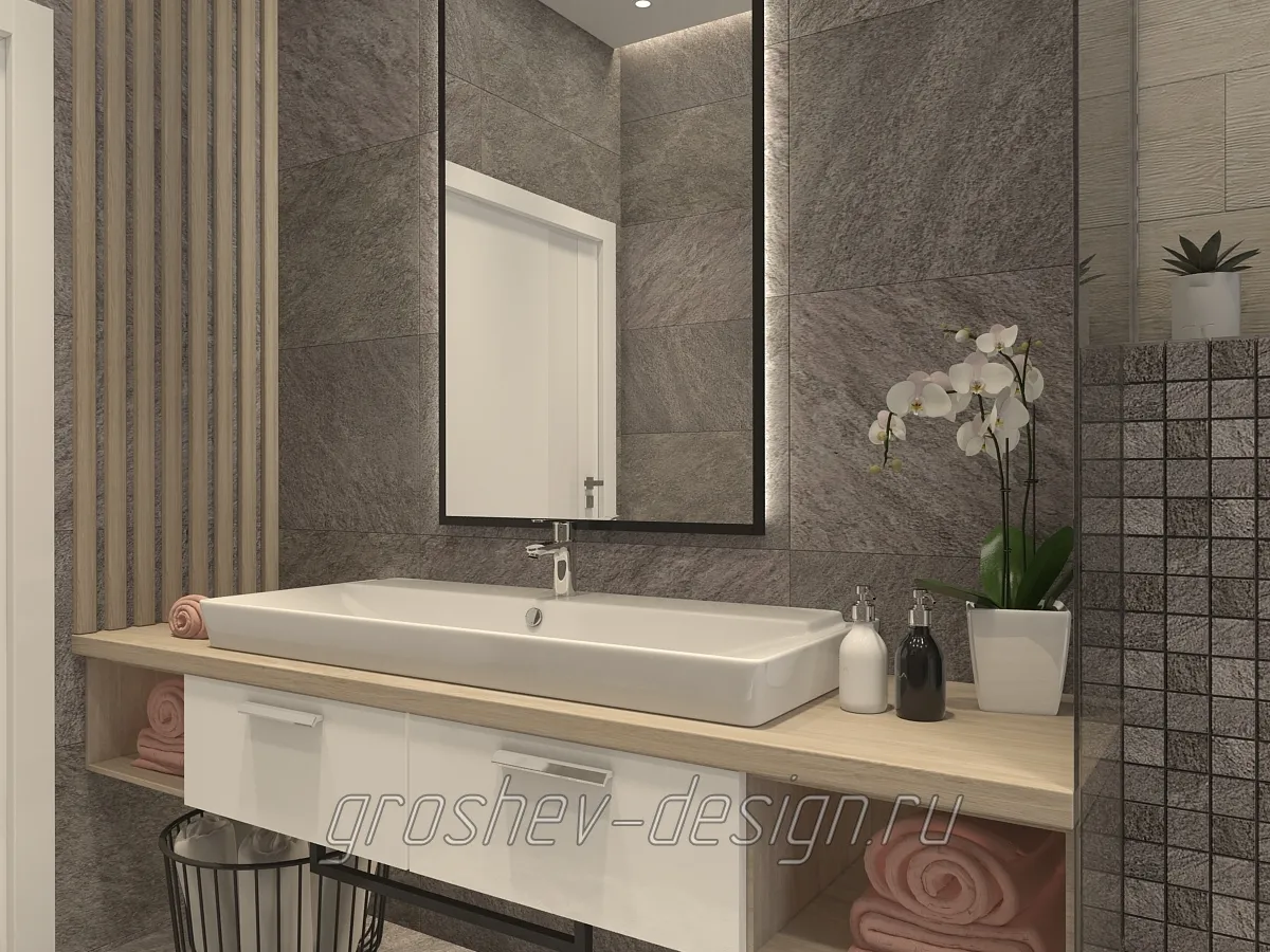 Дизайн интерьера частного дома в г. Абакан по ул. Тополевая - Санузел 2 этаж - Фото 1